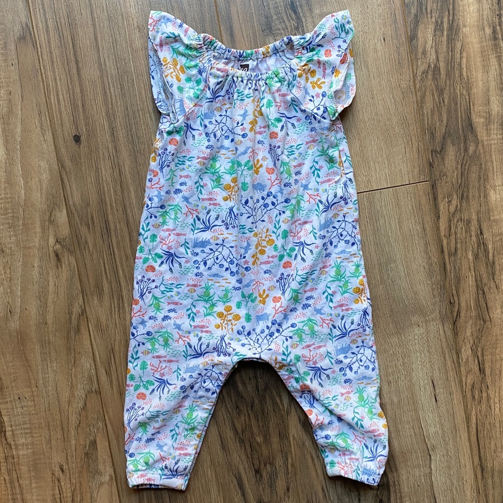 Tea Collection Flutter Sleeve Baby Romper - Azores Island
